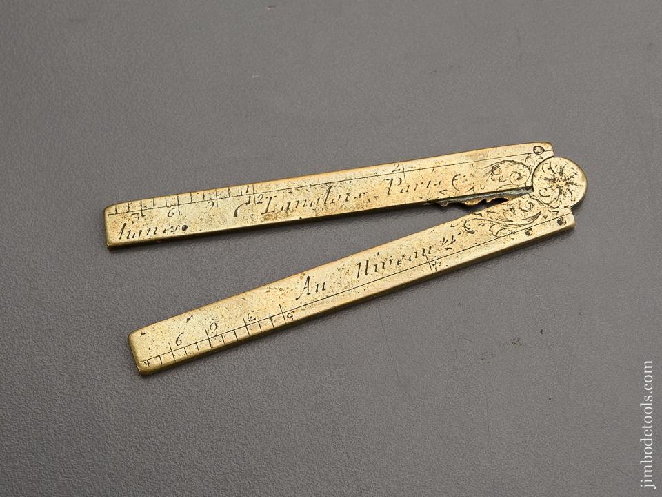 RARE Three inch C. LANGLOIS PARIS Brass Sector Rule - 80263U