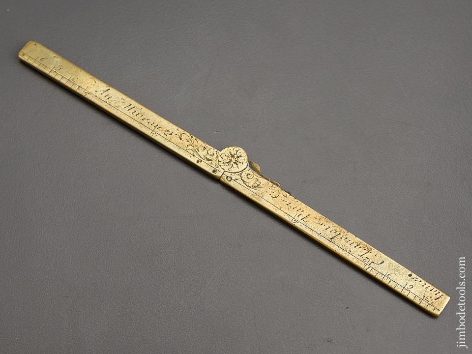 RARE Three inch C. LANGLOIS PARIS Brass Sector Rule - 80263U