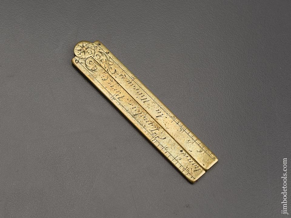 RARE Three inch C. LANGLOIS PARIS Brass Sector Rule - 80263U