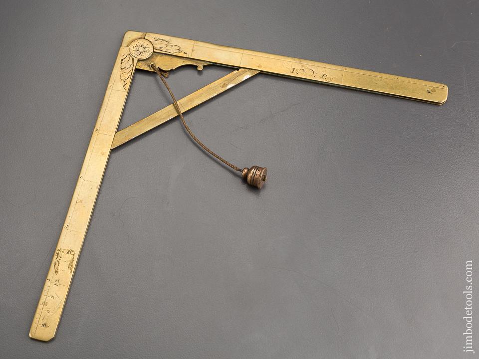 Rare! CHAPOTOT 1670-1721 Brass Folding Square with Plumb Level - 80267U