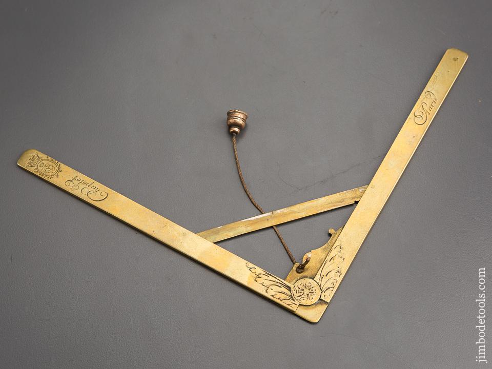 Rare! CHAPOTOT 1670-1721 Brass Folding Square with Plumb Level - 80267U