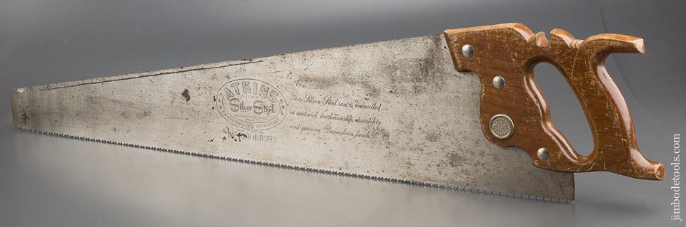 EXTRA FINE 8 point 26 inch Crosscut ATKINS Silver Steel THE FOUR HUNDRED Hand Saw - 80350
