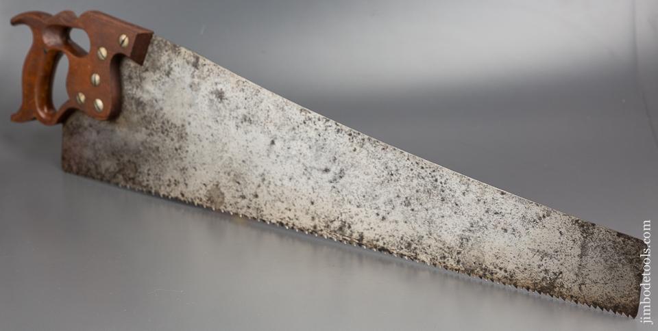 RARE Sticky Sharp! 5 1/2 point 26 inch Rip GEO. BISHOP & CO. No. 250 Thumb Hole Hand Saw - 80378