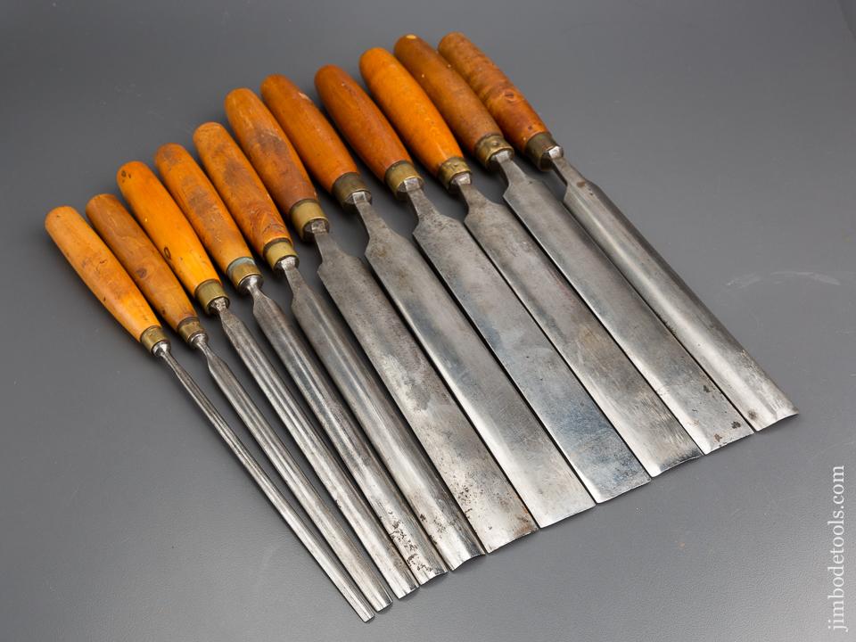 Eleven MARPLES Boxwood Handled Paring Gouges FINE - 80394