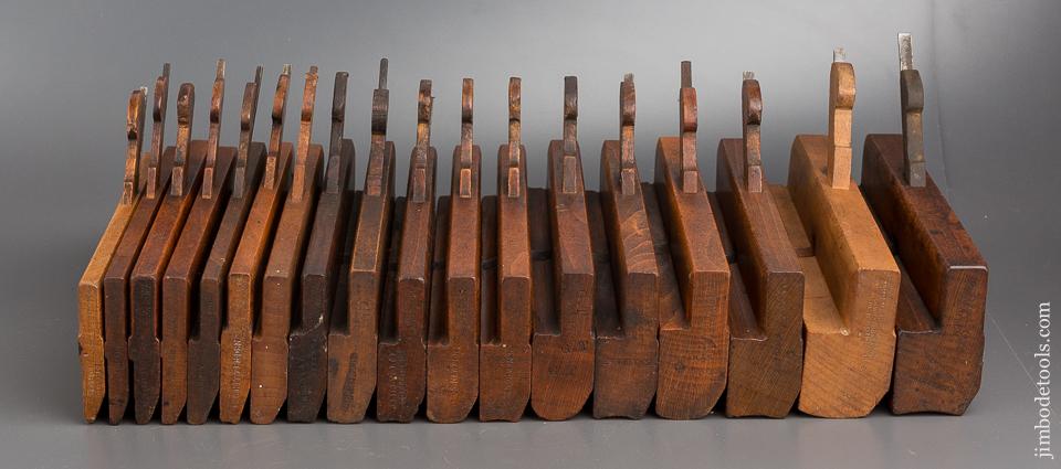 Complete Set of 18 MOSELEY Hollows & Rounds Moulding Planes circa 1831-1910 EVEN -  80400