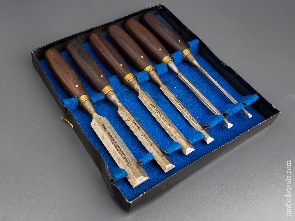 Set of Six CLAY Rosewood Handled Chisels in Original Box - 80417