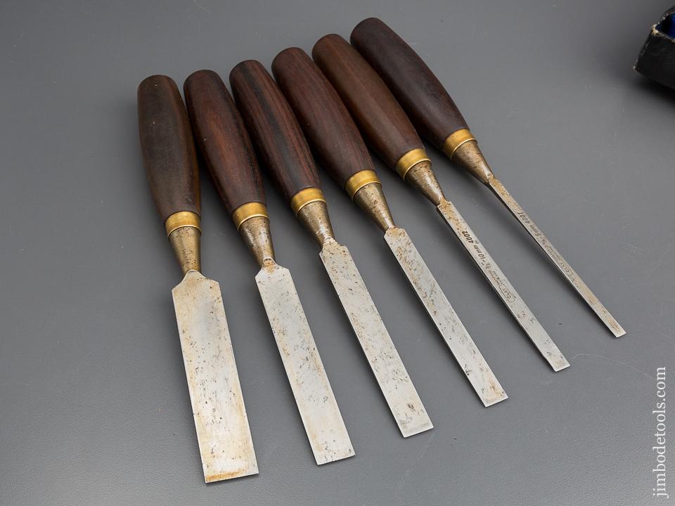 Set of Six CLAY Rosewood Handled Chisels in Original Box - 80417