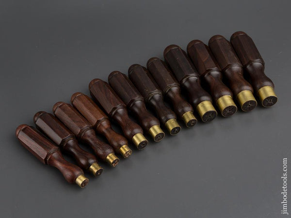 Graduated Set of Twelve Rosewood London Pattern Octagon Chisel Handles - 80438