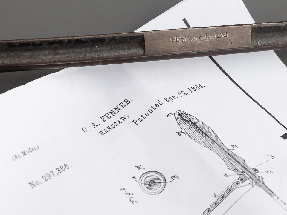 FENNER Patent April 22, 1884 Saw FINE - 80522