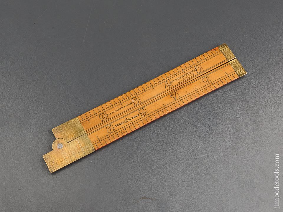MINT Six inch PRESTON Boxwood and Brass Folding Tailor's Square - 80527U