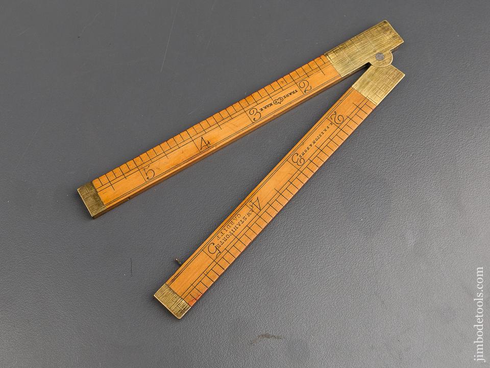 MINT Six inch PRESTON Boxwood and Brass Folding Tailor's Square - 80527U
