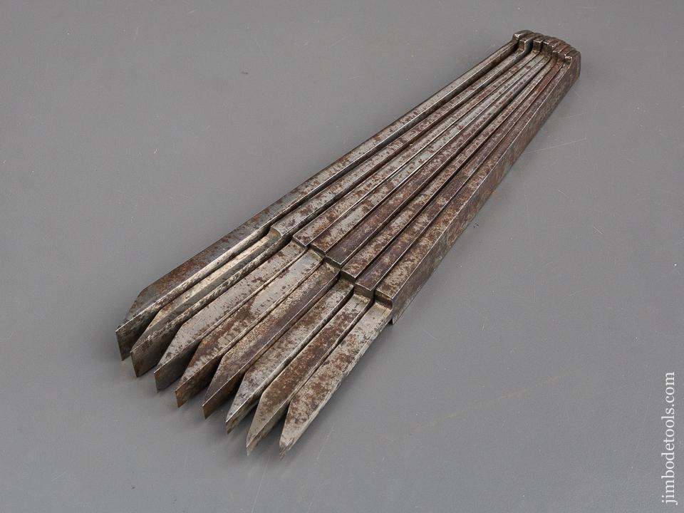 User Set of 8 MOULSON BROTHERS Graduated Plow Plane Irons - 80565