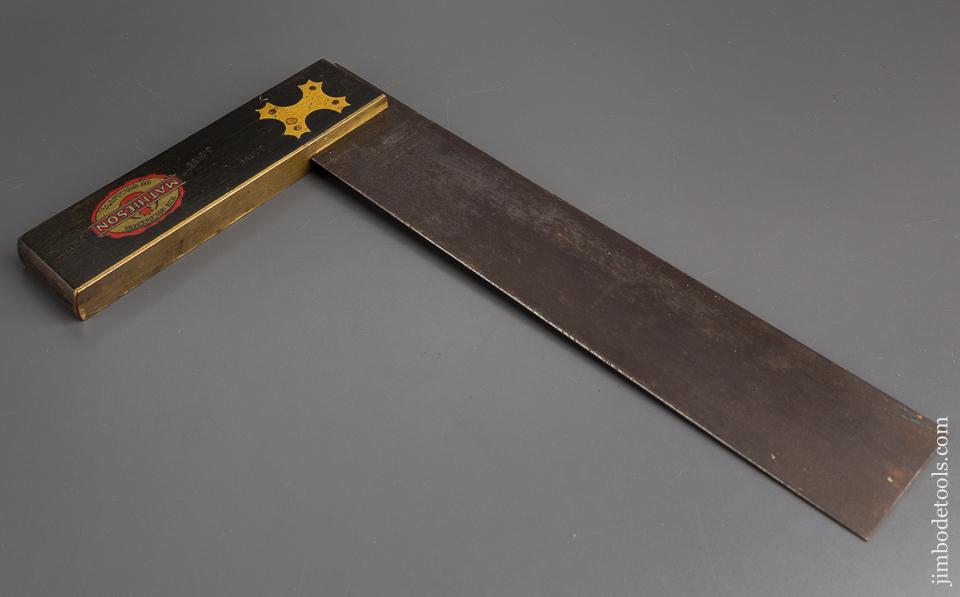 Twelve inch MATHIESON Ebony and Brass Square with Decal - 80591