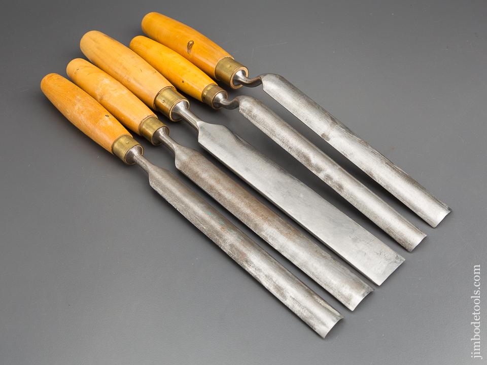 Set of Five Minty MARPLES Boxwood Handled Gouges - 80593
