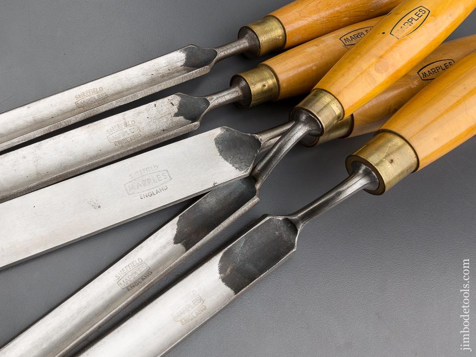 Set of Five Minty MARPLES Boxwood Handled Gouges - 80593