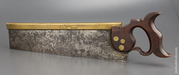 Early 12 point 14 inch DAVENPORT Rip Brass Back Saw with Mahogany Handle - 80599