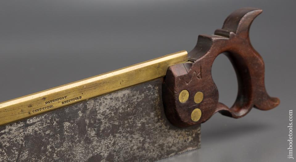 Early 12 point 14 inch DAVENPORT Rip Brass Back Saw with Mahogany Handle - 80599