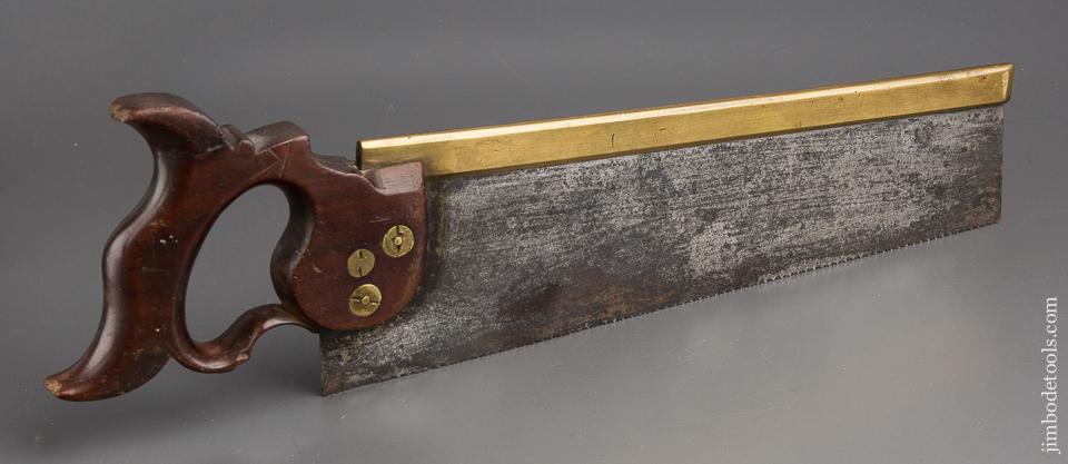 Early 12 point 14 inch DAVENPORT Rip Brass Back Saw with Mahogany Handle - 80599