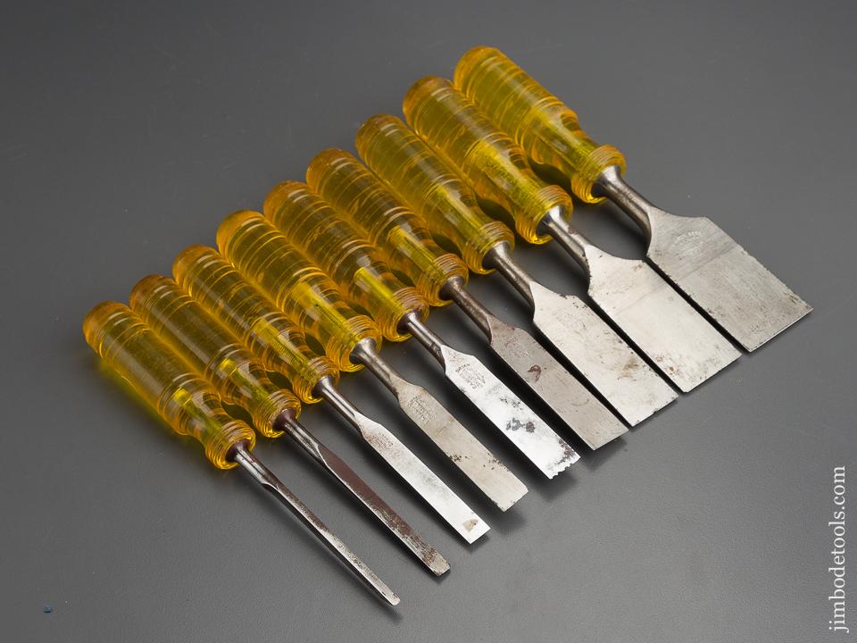 Set of Nine ERIK ANTON BERG Eskilstuna Chisels in Original Roll - 80638