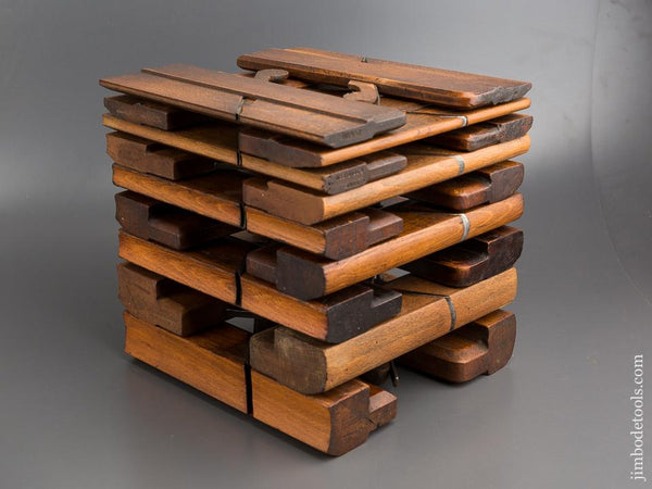 Complete Working Set of 18 Hollows & Rounds Moulding Planes Matched Maker Pairs Numbered EVENS  - 80657