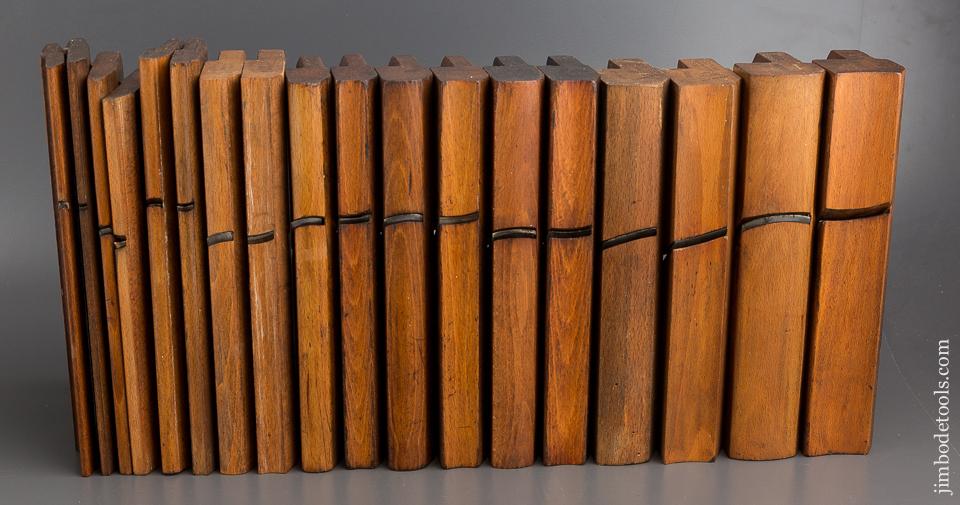 Complete Working Set of 18 Hollows & Rounds Moulding Planes Matched Maker Pairs Numbered EVENS  - 80657