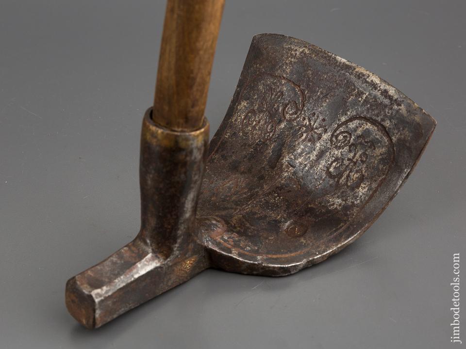 Decorated 18th Century Hand Adze with Fleur de Lis and Hearts - 80682