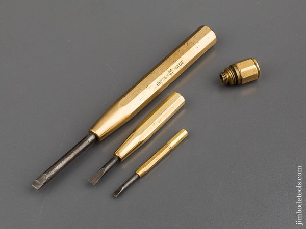 6 1/4 inch Brass Nesting Screwdriver with Three Bits - 80698R