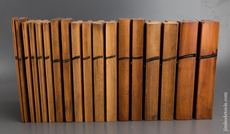 Complete Working Set of 18 Hollows & Rounds Moulding Planes Matched Maker Pairs Numbered 2-18 EVENS - 80712