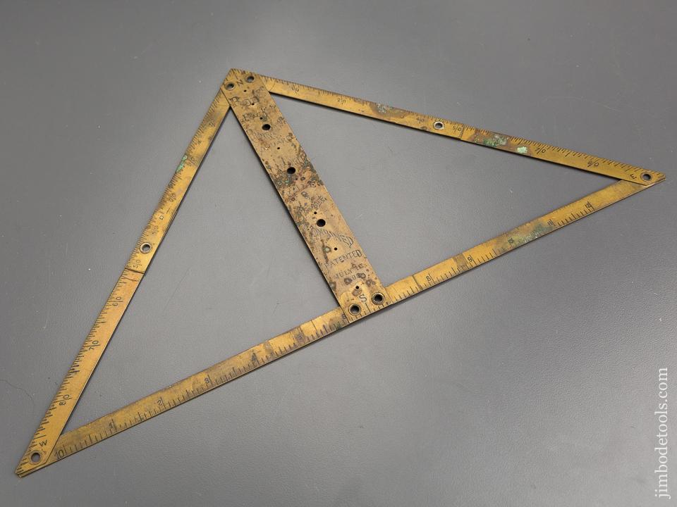 Rare and Mint ROES PATENT Pocket Protractor, Square, Triangle, Rule & Scale Combined Circa 1890 - 80743R
