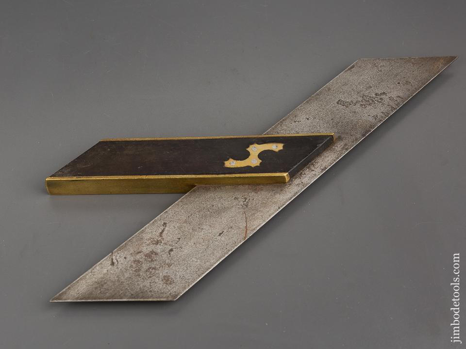 Gorgeous 14 inch Ebony and Brass Mitre Square - 80751R