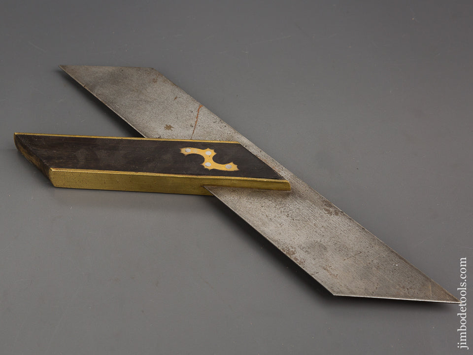 Gorgeous 14 inch Ebony and Brass Mitre Square - 80751R