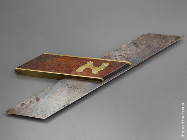 Lovely 14 inch WALTER & CO Rosewood and Brass Miter Square - 80755