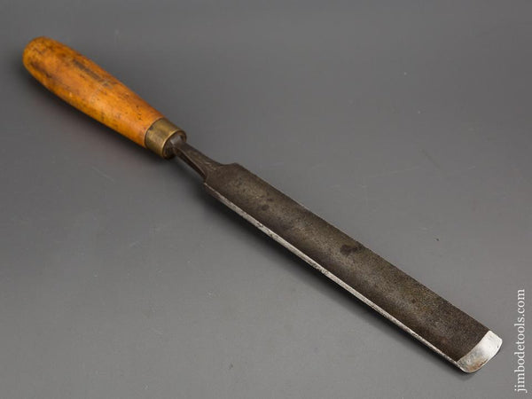 1 1/4 x 15 3/4 inch MATHIESON No. 4 Sweep Boxwood Handled Tang Gouge - 80769
