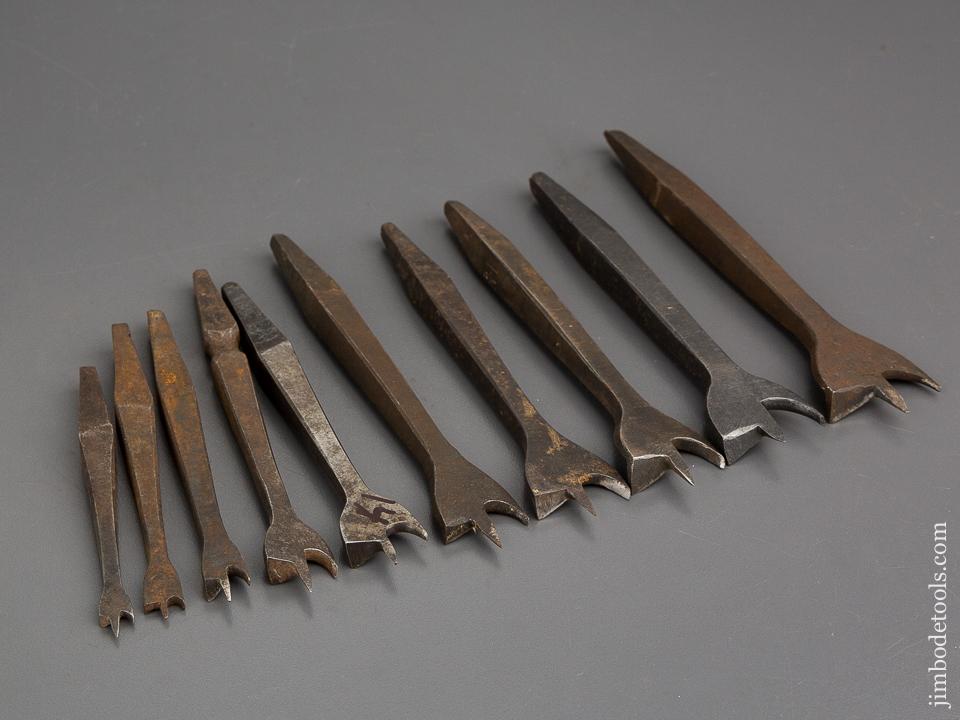 Working Set of Ten 19th Century Center Bits for Bit Brace - 80812