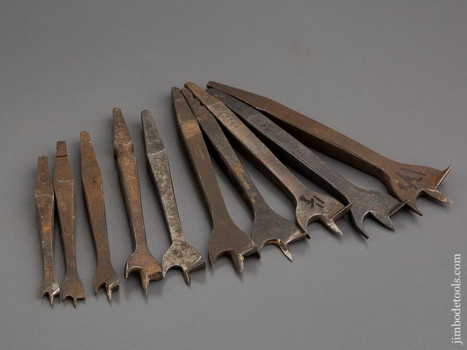 Working Set of Ten 19th Century Center Bits for Bit Brace - 80812