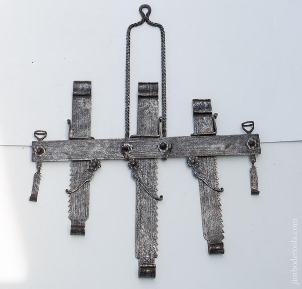 Amazing! 17th Century Wrought Iron Fireplace Trammel Dated 1634 - 80839U