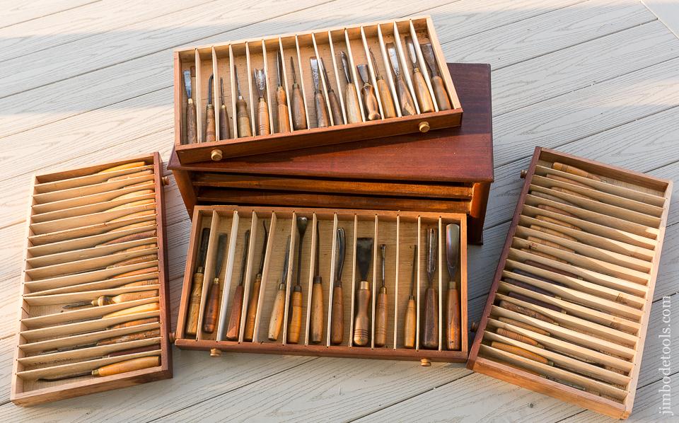 Mahogany Cabinet with 64 ADDIS Carving Chisels CLEAN & SHARP! - 80859