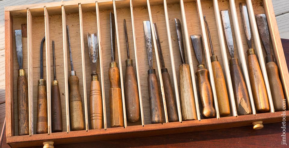 Mahogany Cabinet with 64 ADDIS Carving Chisels CLEAN & SHARP! - 80859