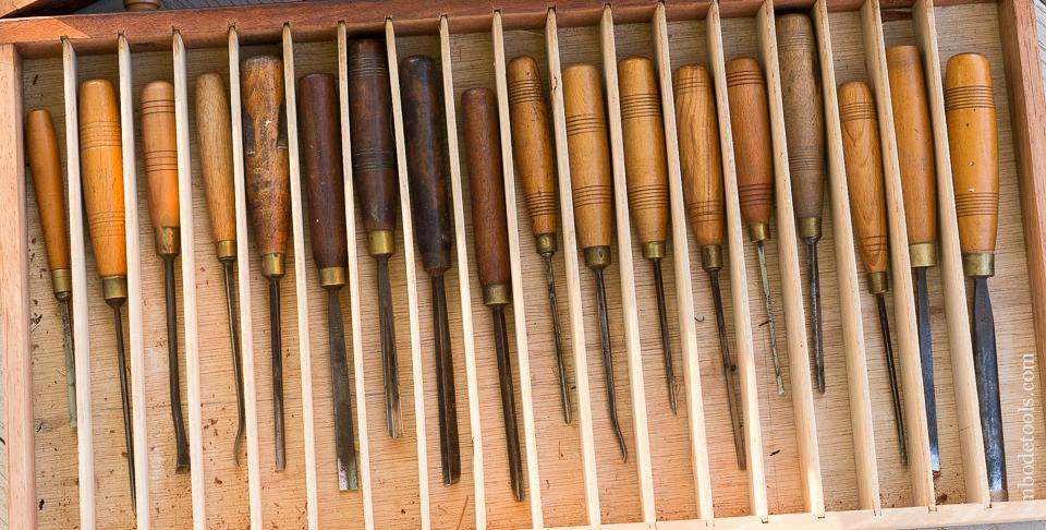 Mahogany Cabinet with 64 ADDIS Carving Chisels CLEAN & SHARP! - 80859