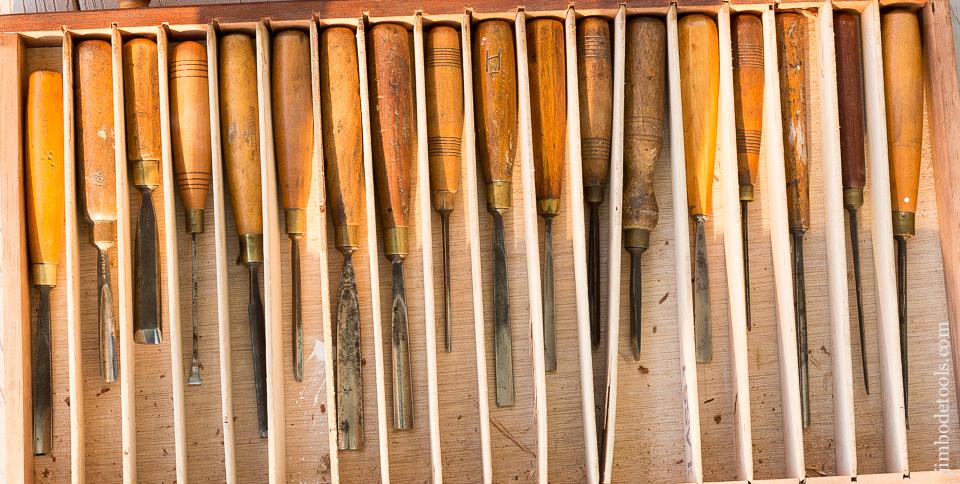Mahogany Cabinet with 64 ADDIS Carving Chisels CLEAN & SHARP! - 80859
