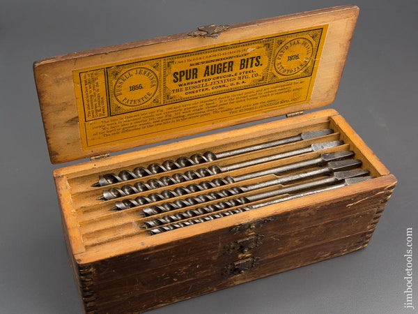 Complete Set of 13 RUSSELL JENNINGS Auger Bits in Original 3 Tiered Box - 80899