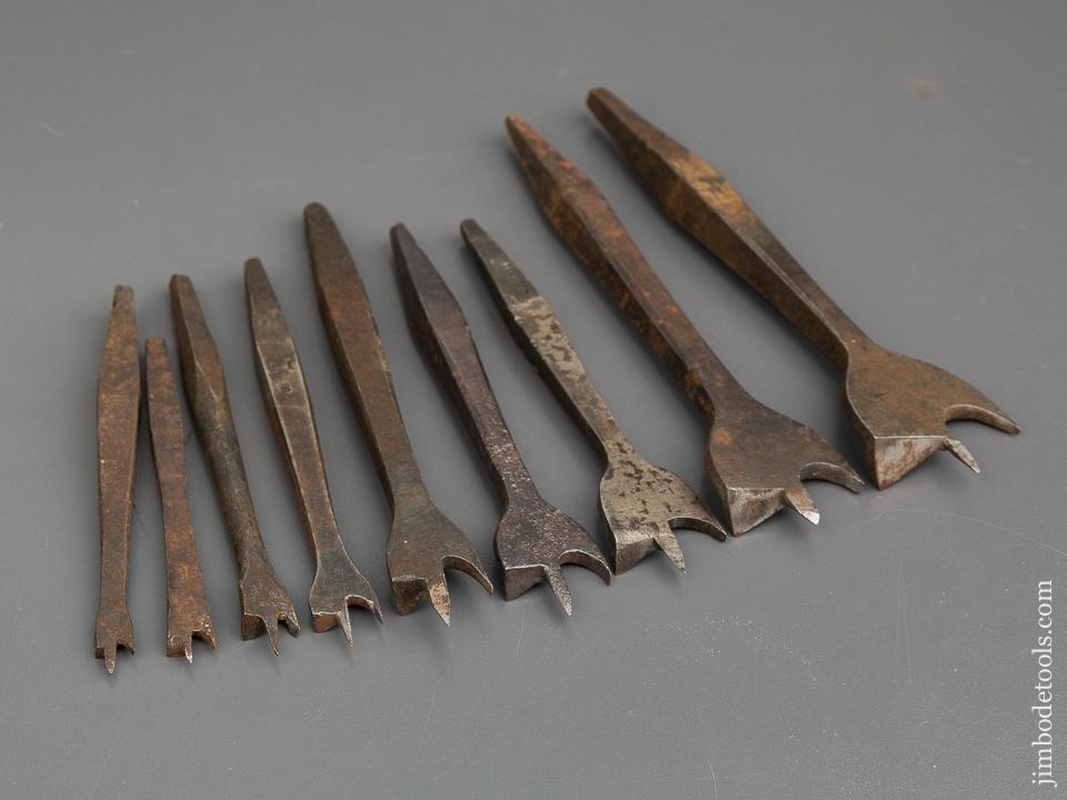 Working Set of Nine 19th Century Center Bits for Bit Brace - 80920