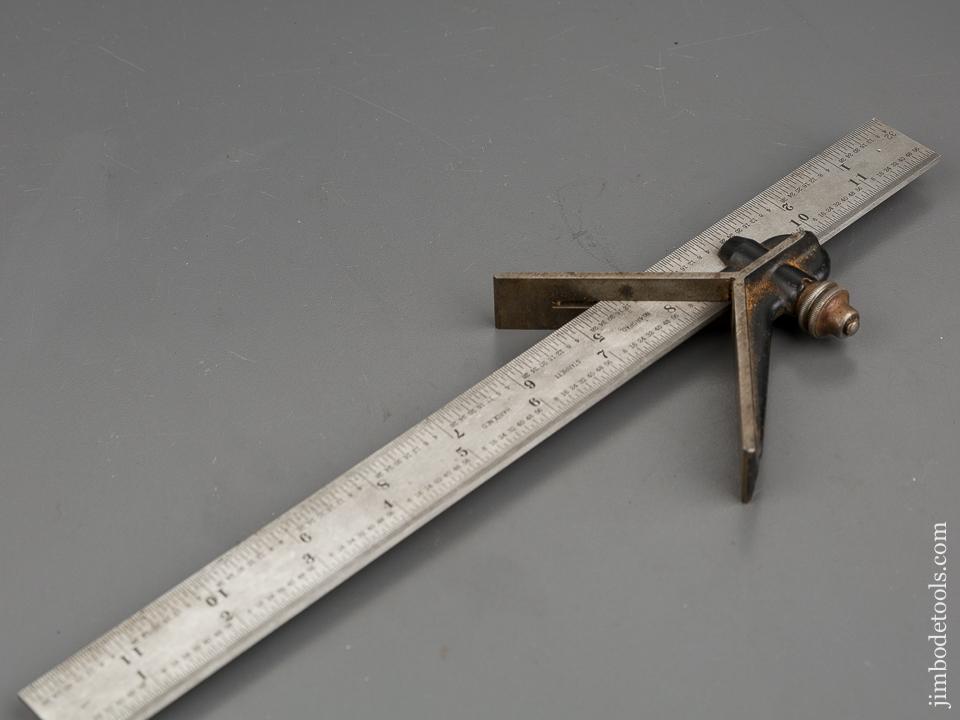 STARRETT Center finding Head on Twelve inch STARRET No. 4R GRAD Scale - 80959