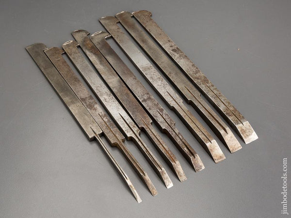 Good User Plow Plane Iron Set Numbered 1-8 Mixed Makers - 80982