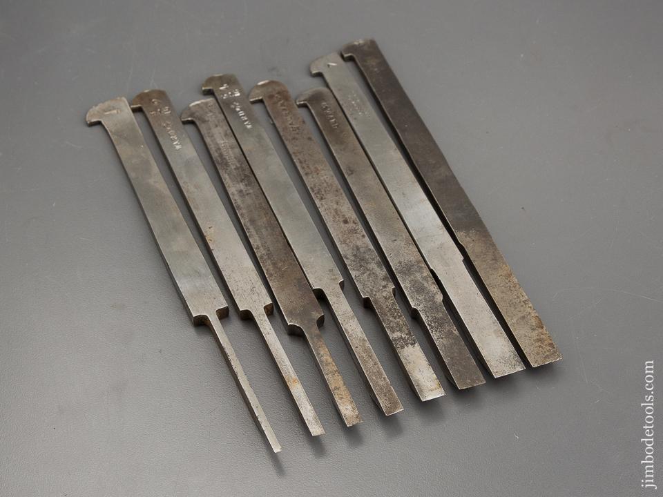 Good user Plow Plane Iron Set Numbered 1-8 Mixed Maker - 80983