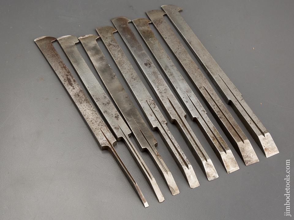 Good User Plow Plane Iron Set Numbered 1-8 Mixed Makers - 80984
