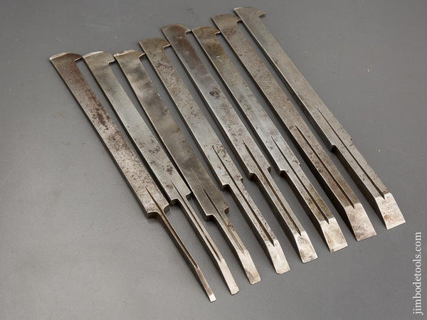 Good User Plow Plane Iron Set Numbered 1-8 Mixed Makers - 80984