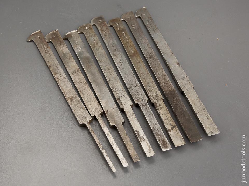 Good User Plow Plane Iron Set Numbered 1-8 Mixed Makers - 80984