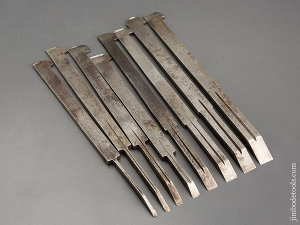 Good User Plow Plane Iron Set Numbered 1-8 Mixed Makers - 80985