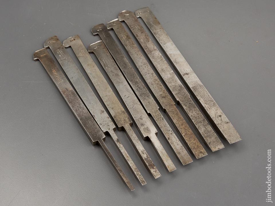Good User Plow Plane Iron Set Numbered 1-8 Mixed Makers - 80985